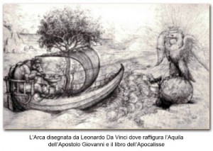  El Arca diseñada por Leonardo Da Vinci donde figura el Aguila del Apostol San Juan y el libro del Apocalipsis