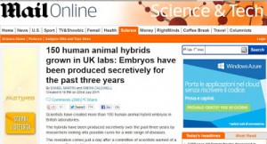 Stanno geneticamente creando degli ibridi Uomo-Animale ma nessuno ne parla